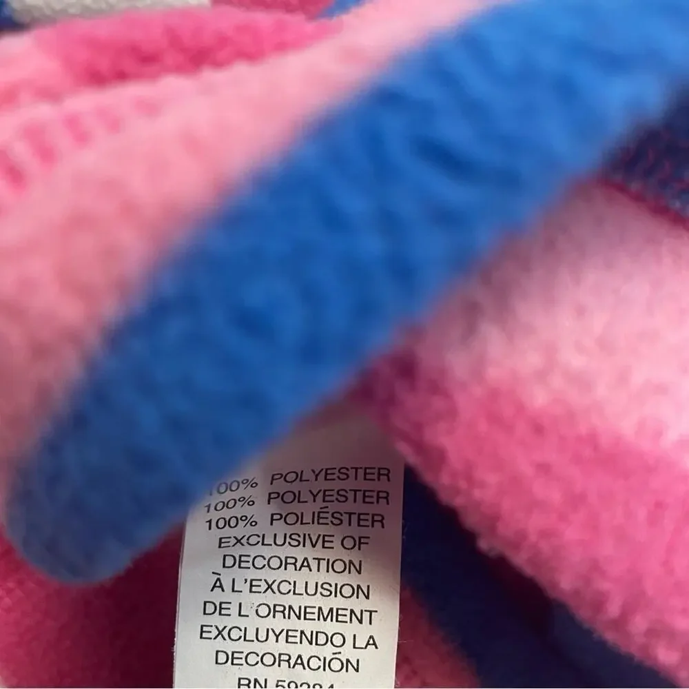 Fleece Striped Pullover Girls Size 14 pink blue white stripes
